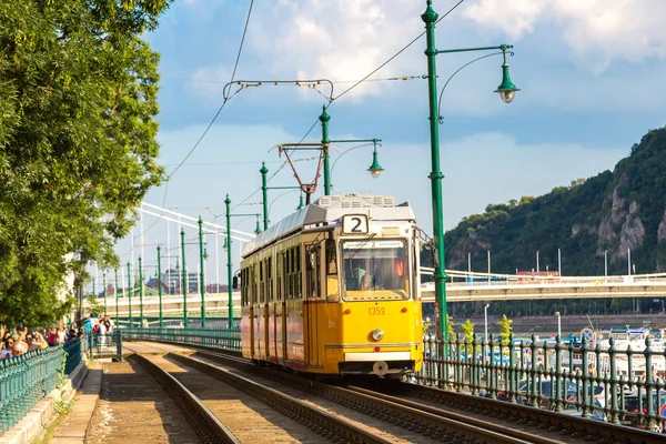 Будапест Хангария Июля 2017 Года Ретро Трамвай Будапеште Венгрия Прекрасный — стоковое фото