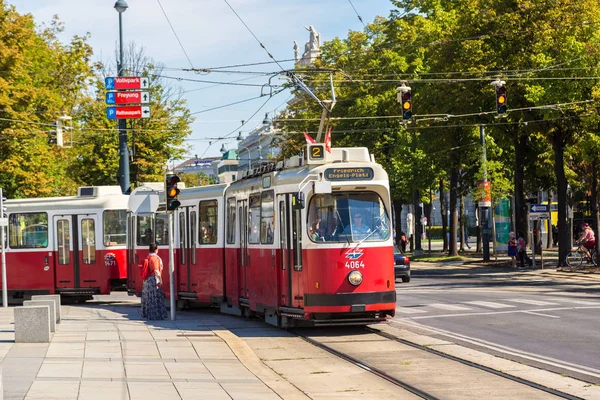 Vienne Autriche Juillet 2017 Tram Électrique Rouge Traditionnel Vienne Autriche — Photo