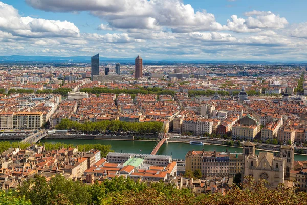 Lyon Francia Luglio 2017 Veduta Panoramica Aerea Lione Francia Una — Foto Stock
