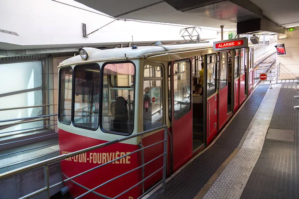 Lyon France Juillet 2017 Vieux Funiculaire Lyon France Par Une — Photo