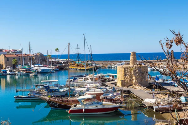 Kyrenia Nordzypern Juli 2017 Panorama Luftaufnahme Des Historischen Hafens Kyrenia — Stockfoto