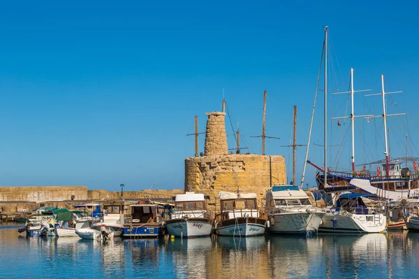 Kyrenia Norra Cypern Juli 2017 Panorama Flygfoto Över Historiska Hamnen — Stockfoto