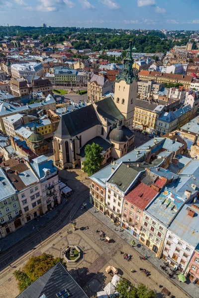 Lviv Ukraine Juli 2014 Lviv Panoramische Vogelperspektive Von Der Innenstadt — Stockfoto