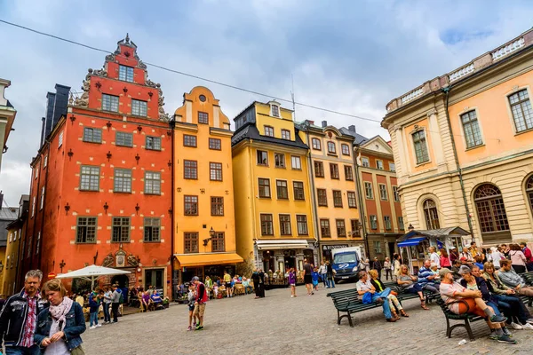 Stockholm Svédország 2013 Szeptember Legrégibb Középkori Stortorget Térnél Található Stockholm — Stock Fotó