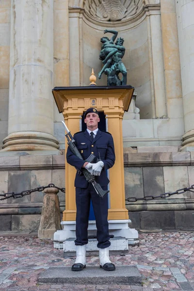 Stockholm Sverige Aug 2014 Royal Vakter Main Vakt Palace Utförs — Stockfoto