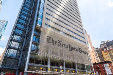 NEW YORK CITY, ABD - 15 Mart 2020: The New York Times Binası Manhattan, New York City, ABD