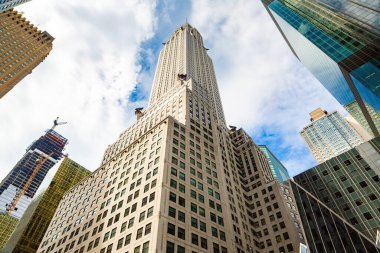 NEW YORK CITY, ABD - 15 Mart 2020: Manhattan, New York 'taki Chrysler Binası Cephesi, ABD
