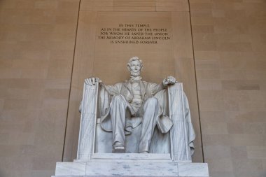 WASHINGTON DC, ABD - 29 Mart 2020: Abraham Lincoln heykeli Washington DC, ABD