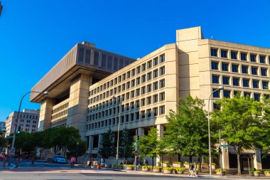 WASHINGTON DC, USA - MARCH 29, 2020: Federal Bureau of Investigation Headquarters in Washington DC in a sunny day, USA clipart