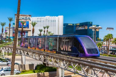 LAS VEGAS, ABD - 29 Mart 2020: Las Vegas, Nevada, ABD 'de raylı tren