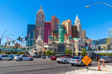 LAS VEGAS, ABD - 29 Mart 2020 Las Vegas, Nevada, ABD 'deki New York Otel ve Kumarhanesi