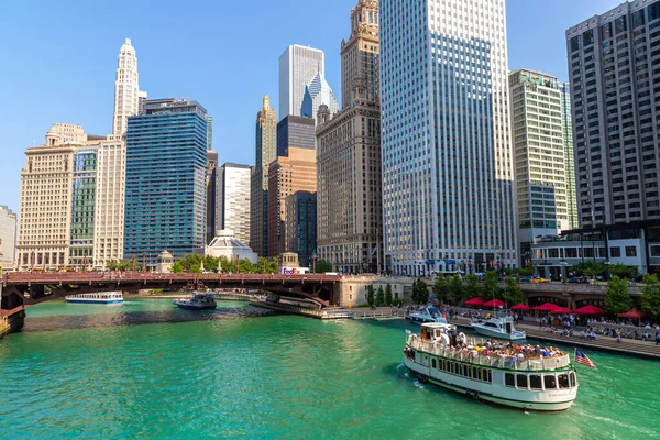 Chicago Maart 2020 Chicago Rivier Brug Chicago Illinois Verenigde Staten — Stockfoto