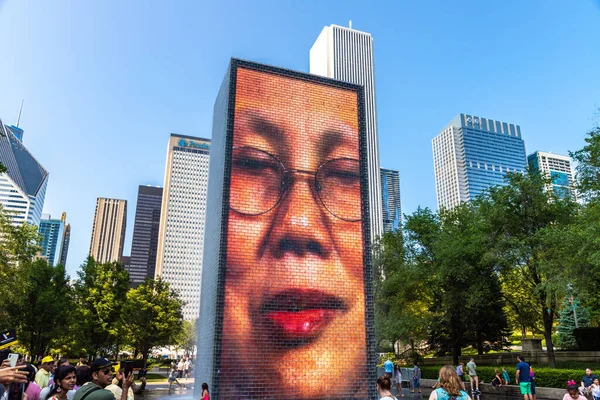 Chicago Usa March 2020 Crown Fountain Millennium Park Chicago Illinois — Stock Photo, Image