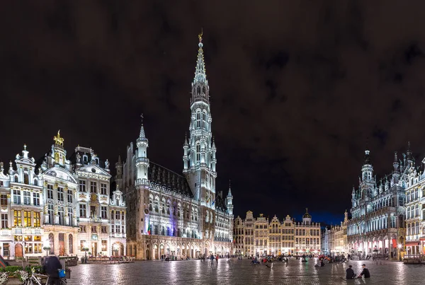 Panorama Grand Place Bruselas Una Hermosa Nigth Verano Bélgica —  Fotos de Stock