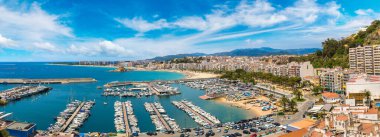 Hava panoramik Blanes Costa Brava içinde bir güzel yaz günü, İspanya