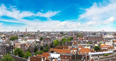 Güzel yaz gün, Hollanda Amsterdam panoramik havadan görünümü
