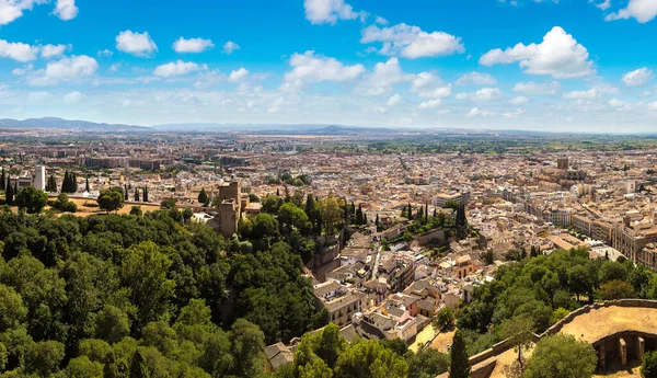 Panorama Flygfoto Över Granada Vacker Sommardag Spanien — Stockfoto