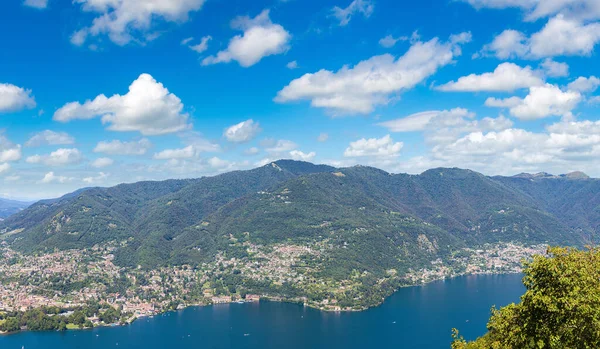 Luchtfoto Uitzicht Het Comomeer Italië Een Mooie Zomerdag — Stockfoto