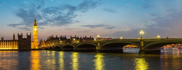 Биг Бен Здание Парламента Вестминстерский Мост Лондоне Красивой Летней Ночью — стоковое фото