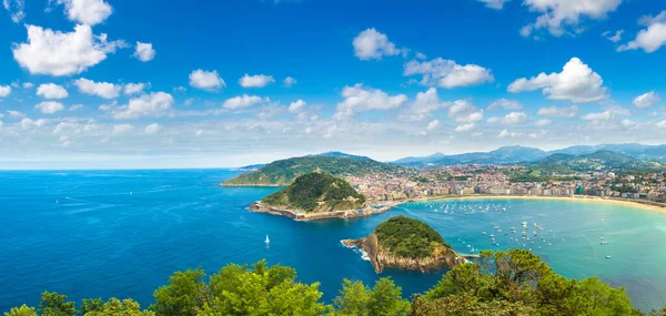 Vista Aérea Panorámica San Sebastián Donostia Hermoso Día Verano España — Foto de Stock