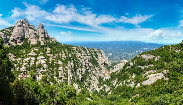 Vista Aérea Las Montañas Montserrat Hermoso Día Verano Cataluña España — Foto de Stock