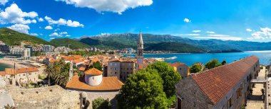 Panorama of Old town in Budva in a beautiful summer day, Montenegro clipart