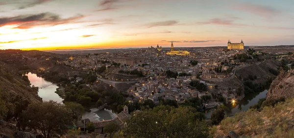 Paysage Urbain Panoramique Tolède Espagne Dans Une Belle Nuit Été — Photo