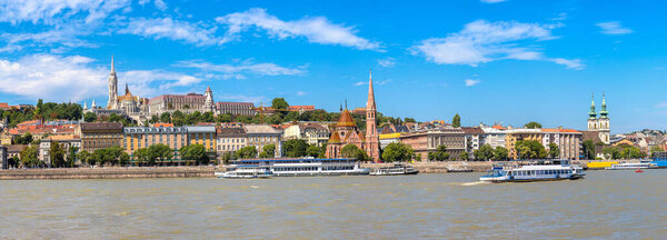 View of Budapest with the river Danube in Hungary in a beautiful summer day