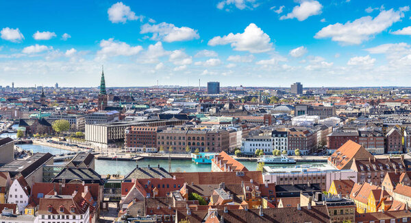 Aerial view of Copenhagen, Denmark in a sunny day