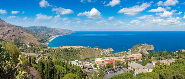 Vista Aérea Panorámica Taormina Sicilia Italia Hermoso Día Verano — Foto de Stock