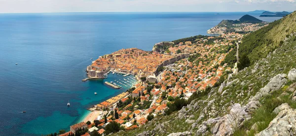 Panorama Ciudad Vieja Dubrovnik Hermoso Día Verano Croacia —  Fotos de Stock