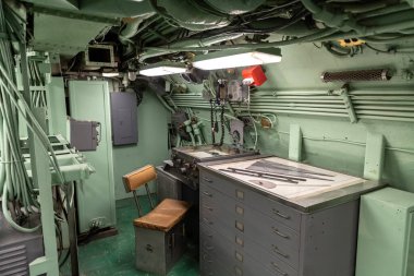 NEW YORK CITY, ABD - 29 Mart 2020: Denizaltı USS Growler New York City Intrepid Sea, Air & Space Museum Complex, New York, ABD.