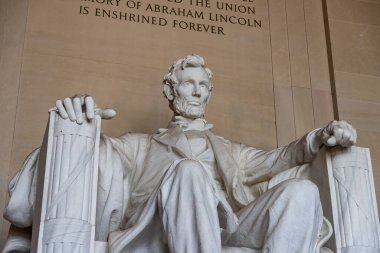 WASHINGTON DC, ABD - 29 Mart 2020: Abraham Lincoln heykeli Washington DC, ABD