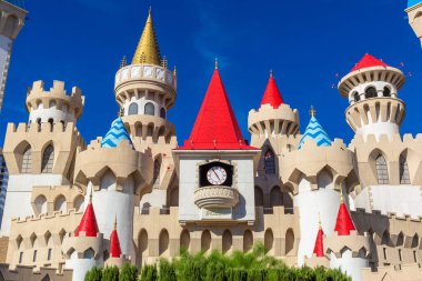 LAS VEGAS, ABD - 29 Mart 2020: Las Vegas, Nevada, ABD 'deki Excalibur Hotel & Casino