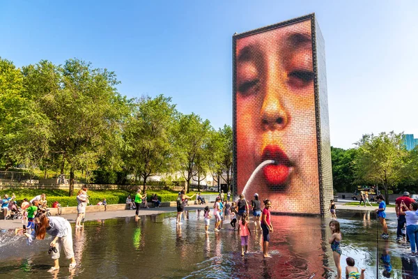 Chicago Usa March 2020 Crown Fountain Millennium Park Chicago Illinois — Stock Photo, Image