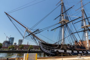 BOSTON, ABD - 29 Mart 2020: ABD Anayasası Boston, Massachusetts Savaş Gemisi, ABD