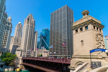 Chicago, Illinois, ABD - 29 Mart 2020 Şikago Nehri 'nde gezi