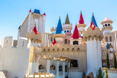 LAS VEGAS, ABD - 29 Mart 2020: Las Vegas, Nevada, ABD 'deki Excalibur Hotel & Casino