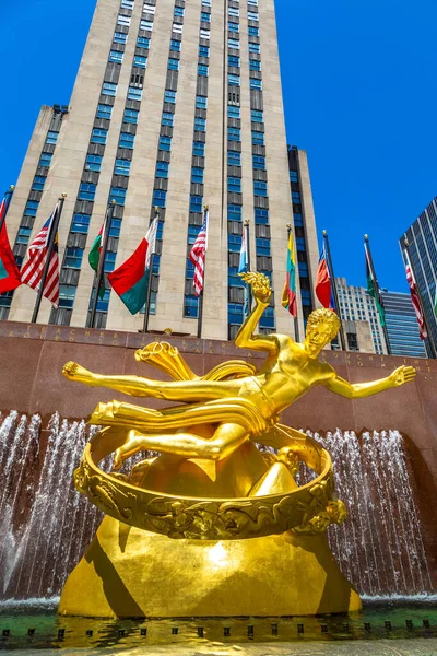 Nueva York City Estados Unidos Marzo 2020 Estatua Prometeo Rockefeller — Foto de Stock