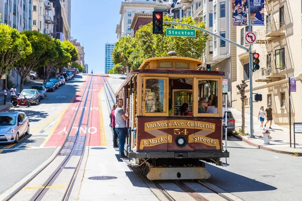 サンフランシスコ アメリカ 2020年3月29日 米国カリフォルニア州サンフランシスコのケーブルカー — ストック写真