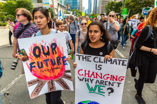 Toronto Canada Σεπτεμβριου 2019 Παγκόσμια Απεργία Για Κλίμα Και Πορεία — Φωτογραφία Αρχείου