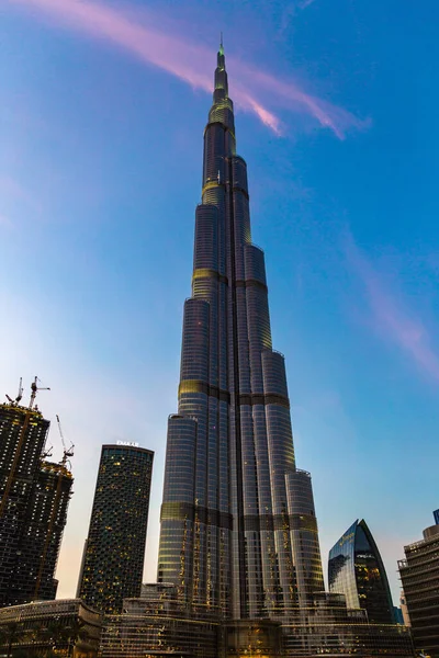 Dubai Zjednoczone Emiraty Arabskie Kwiecień 2020 Wieża Burj Khalifa Nocą — Zdjęcie stockowe