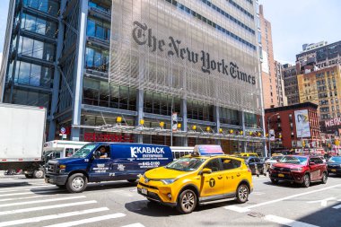 NEW YORK CITY, ABD - 15 Mart 2020: The New York Times Binası Manhattan, New York City, ABD