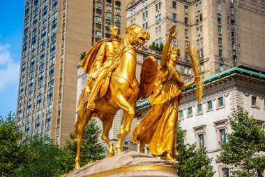 NEW YORK CITY, ABD - 29 Mart 2020: New York, ABD 'deki General William Tecumseh Sherman Anıtı