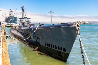 SAN FRANCISCO, ABD - 29 Mart 2020: USS Pampanito Denizaltı San Francisco, Kaliforniya, ABD