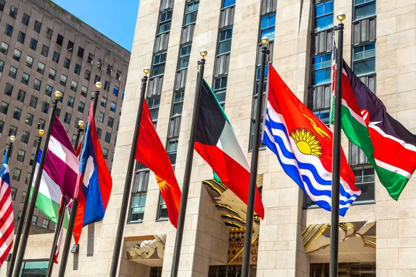 New York City Usa March 2020 International Flags Rockefeller Center — стокове фото