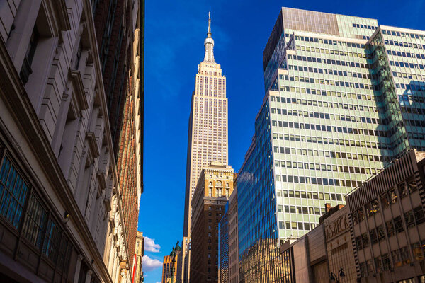 NEW YORK CITY, USA - MARCH 15, 2020: Empire State Building in Manhattan, New York City, USA