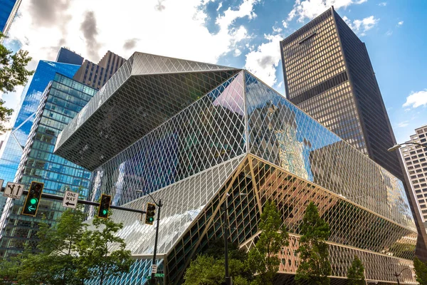 Seattle Usa Maart 2020 Seattle Public Library Central Library Een — Stockfoto