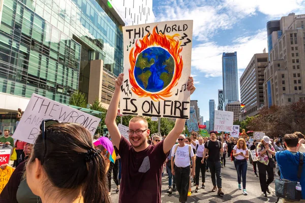 Toronto Canada Setembro 2019 Greve Global Pelo Clima Marcha Pela — Fotografia de Stock