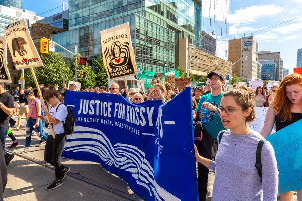 Toronto Canadá Septiembre 2019 Huelga Global Por Clima Marcha Por —  Fotos de Stock